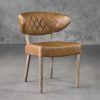 Drew Dining Chair in Tan Leather, Angle