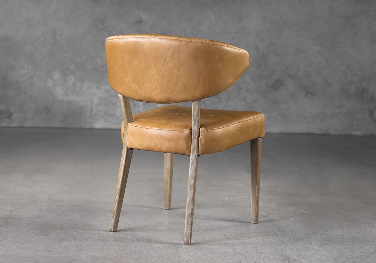 Drew Dining Chair in Tan Leather, Back