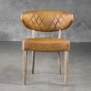 Drew Dining Chair in Tan Leather, Front