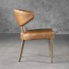 Drew Dining Chair in Tan Leather, Side