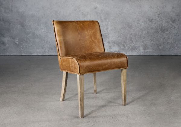 Jonny Dining Chair in Tan Leather, Angle