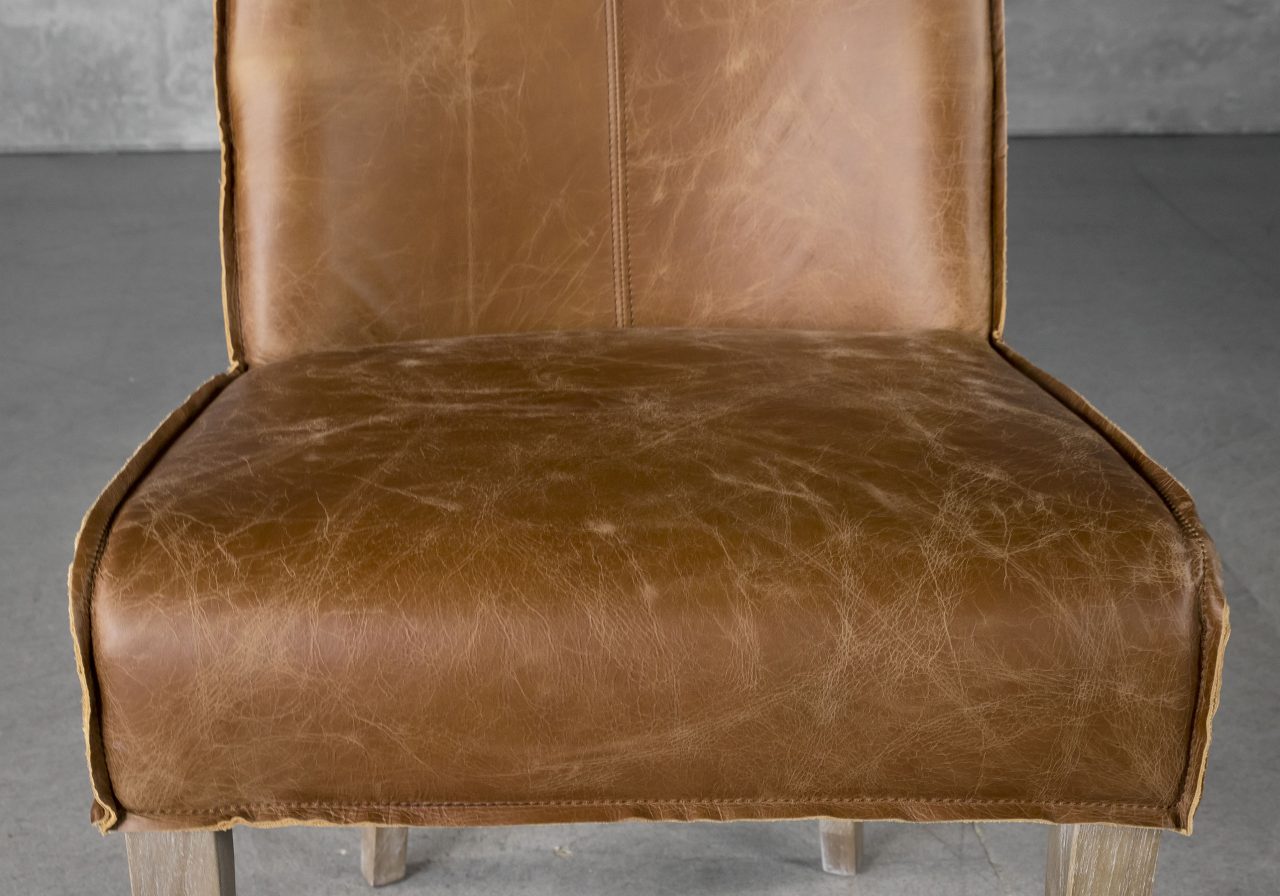 Jonny Dining Chair in Tan Leather, Close Up