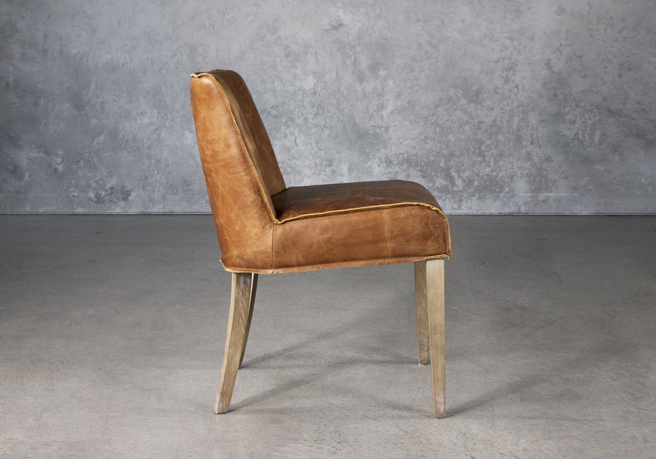 Jonny Dining Chair in Tan Leather, Side