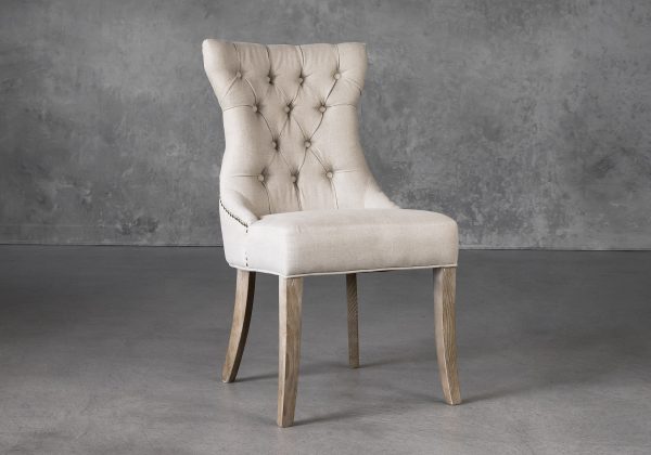 Serra Dining Chair in Cream Fabric, Angle