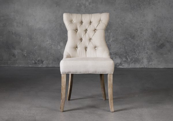 Serra Dining Chair in Cream Fabric, Front