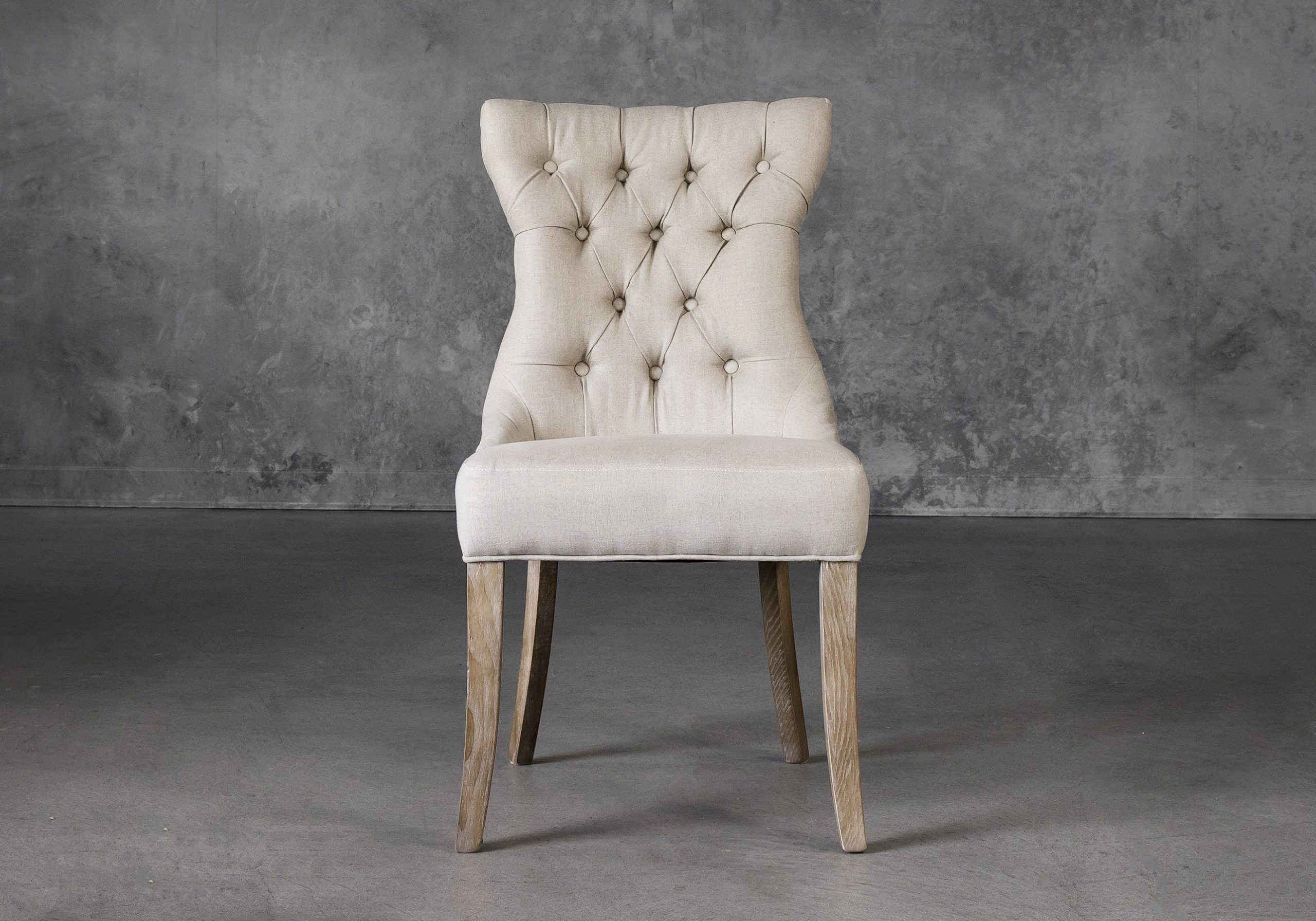 Serra Dining Chair in Cream Fabric, Front