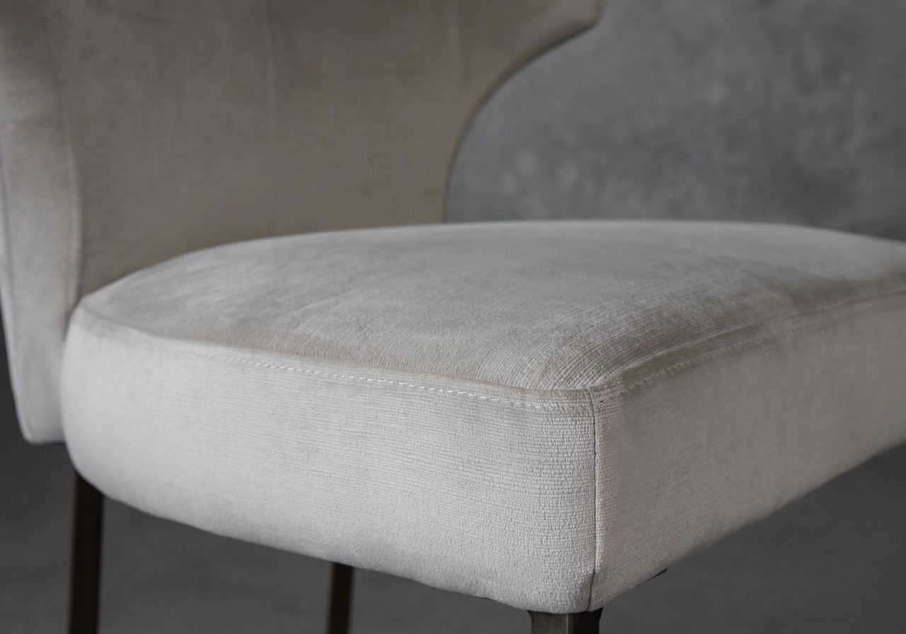 Thelma Dining Chair in Beige (C686) Fabric, Close Up