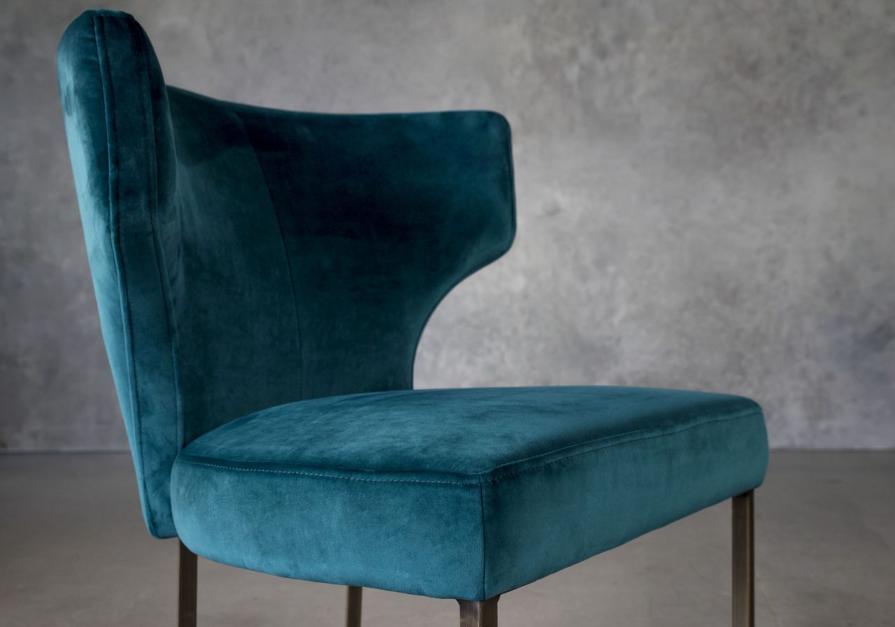 Thelma Dining Chair in Teal (B671) Fabric, Close Up