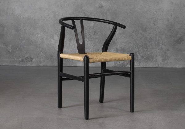 Wishbone Dining Chair in Black, Angle