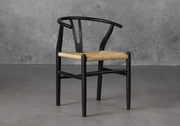 Wishbone Dining Chair in Black, Angle