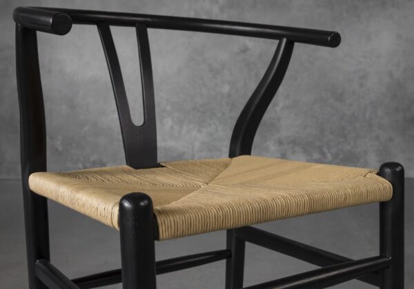 Wishbone Dining Chair in Black, Close Up