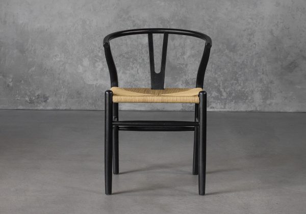 Wishbone Dining Chair in Black, Front