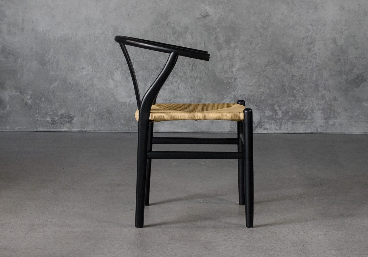 Wishbone Dining Chair in Black, Side