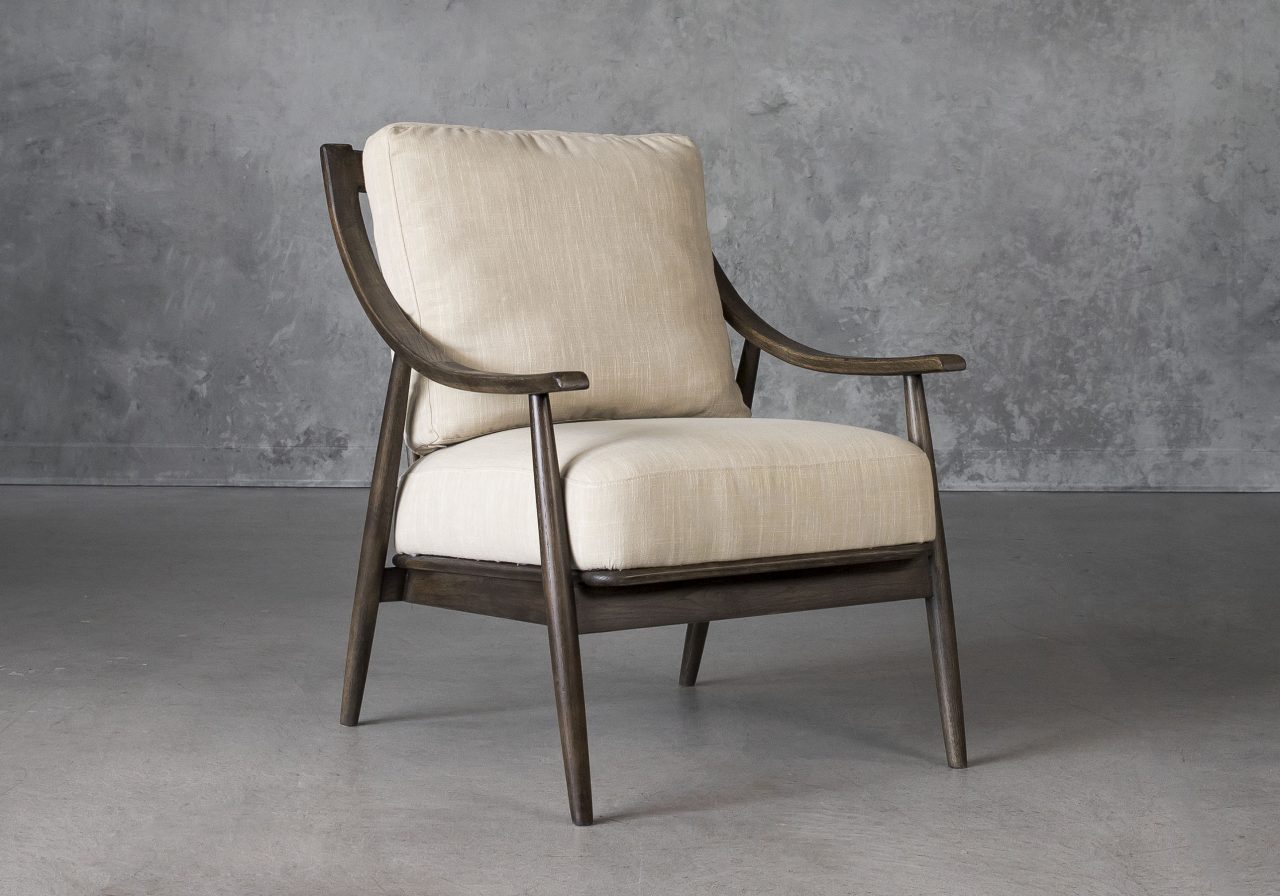 Mart Accent Chair in Linen Fabric, Angle