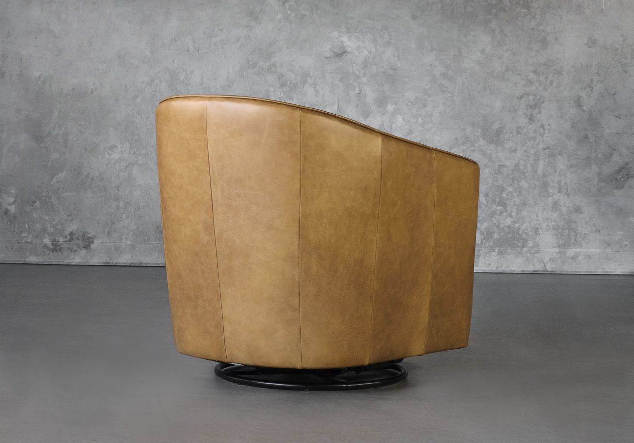 Milner Swivel Chair in Light Camel Leather, Back