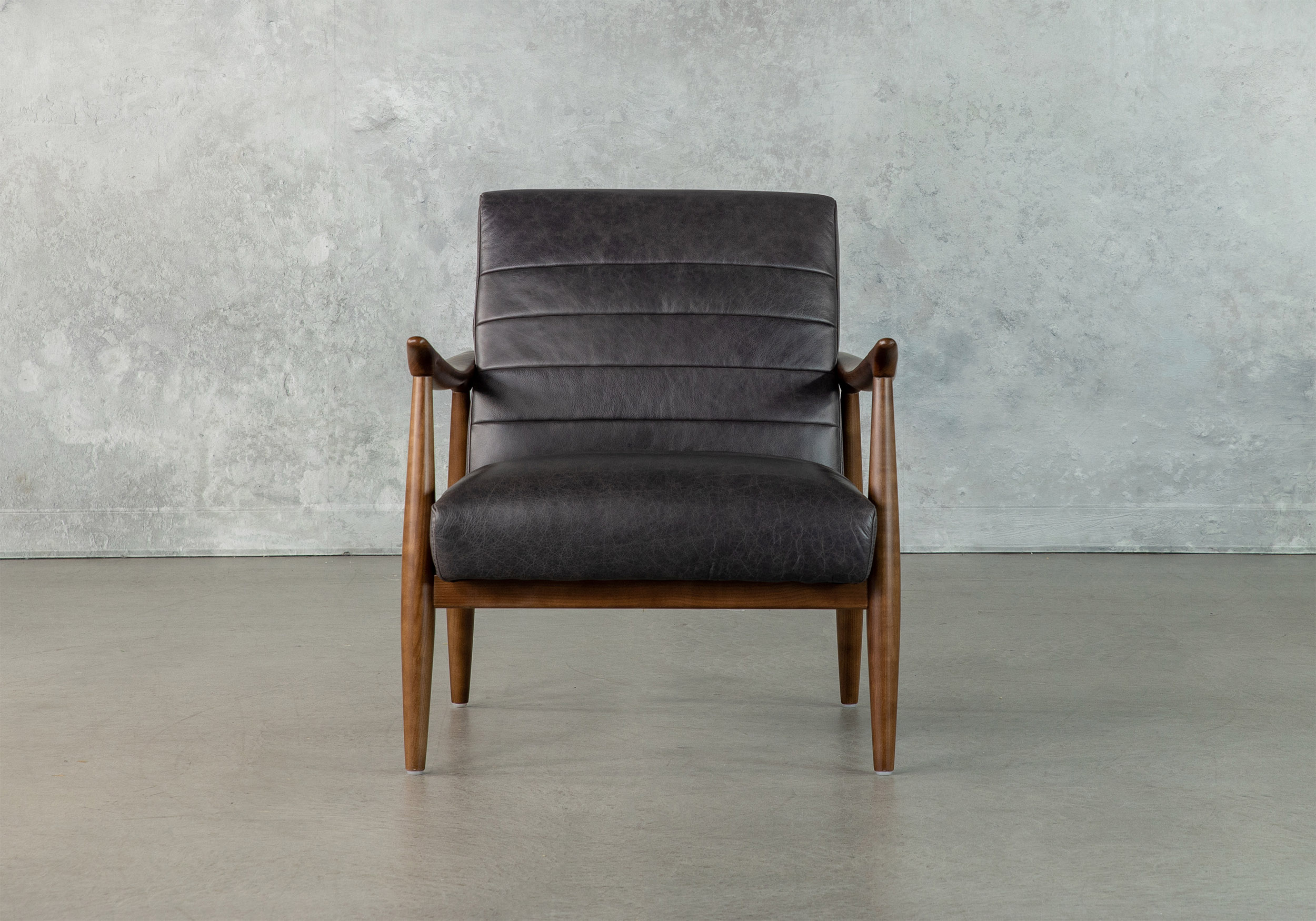 Trevor Chair in Black Leather, Front