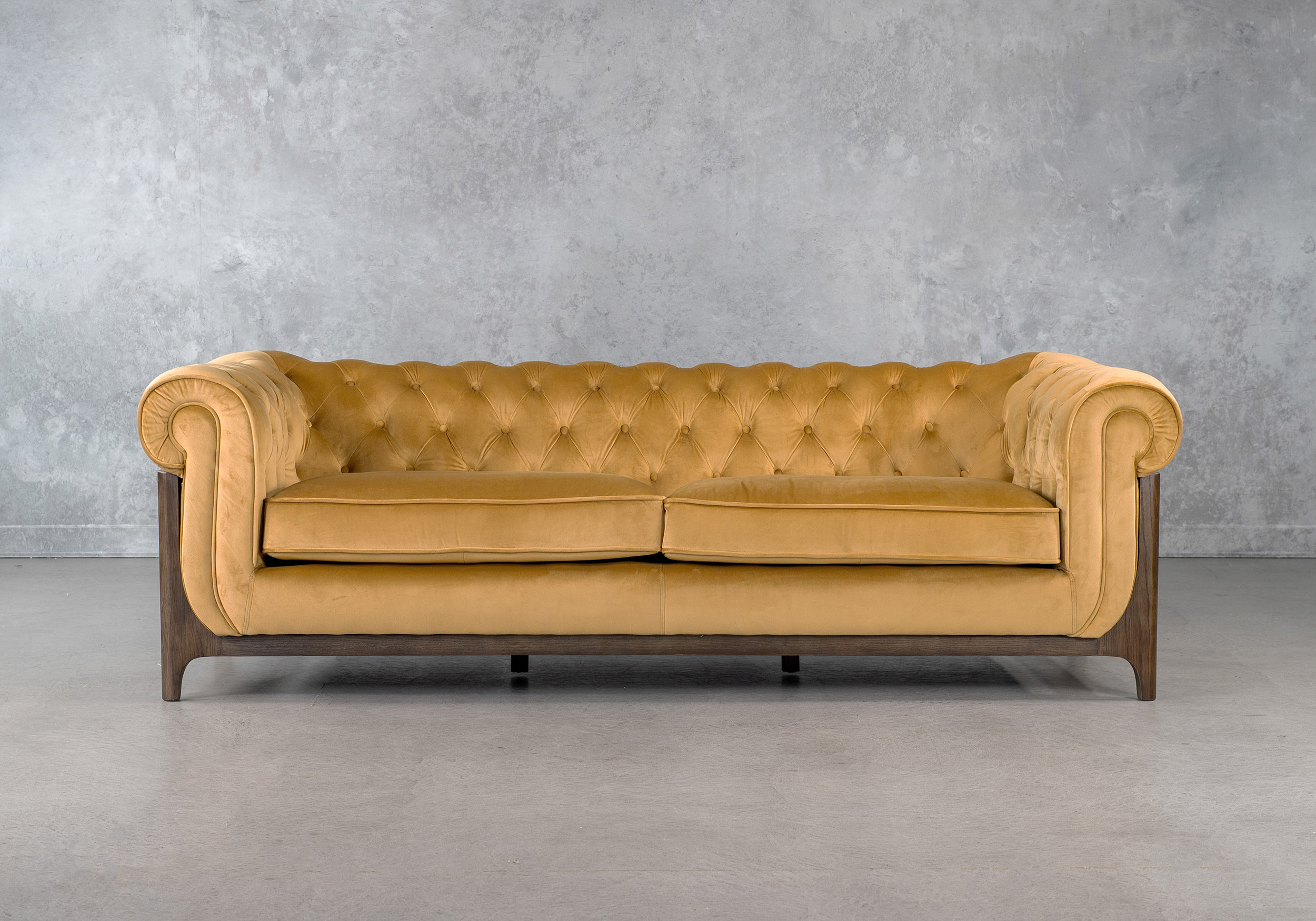 Danika Sofa in Mustard, Front