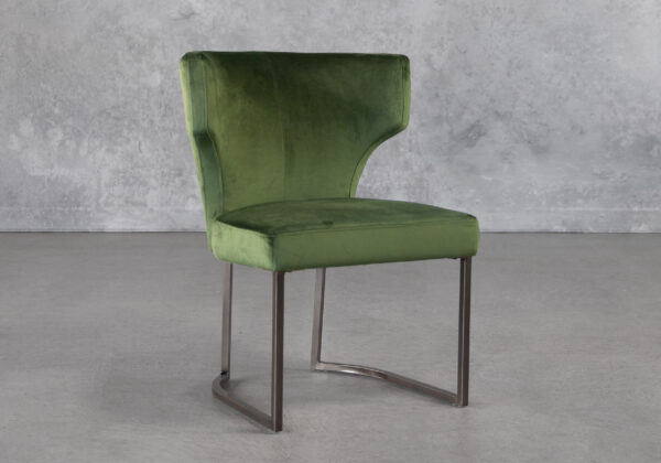 Thelma Dining Chair in Green, Angle