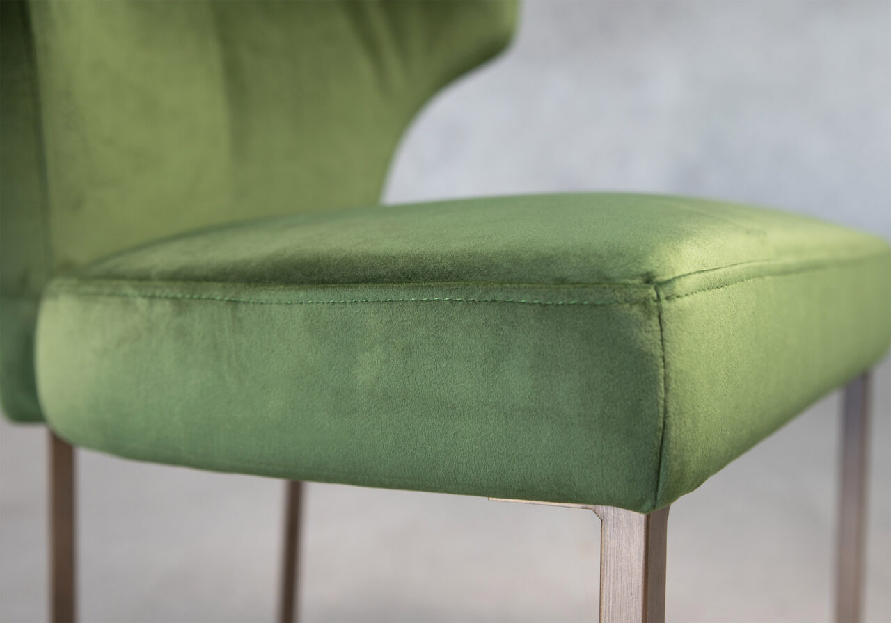 Thelma Dining Chair in Green, Close Up