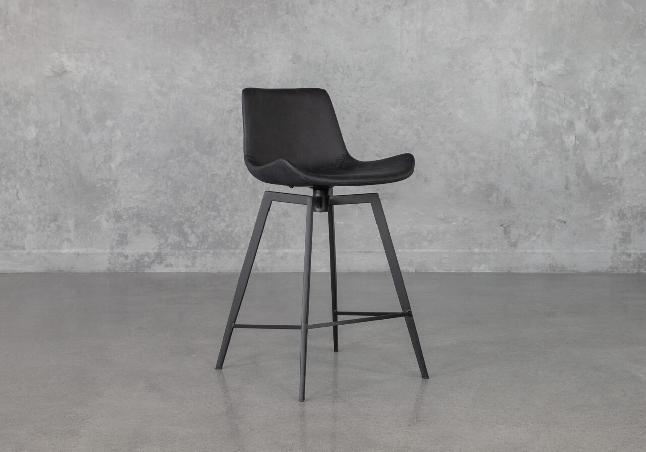 Hype Raven Black Swivel Counter Stool - Angle