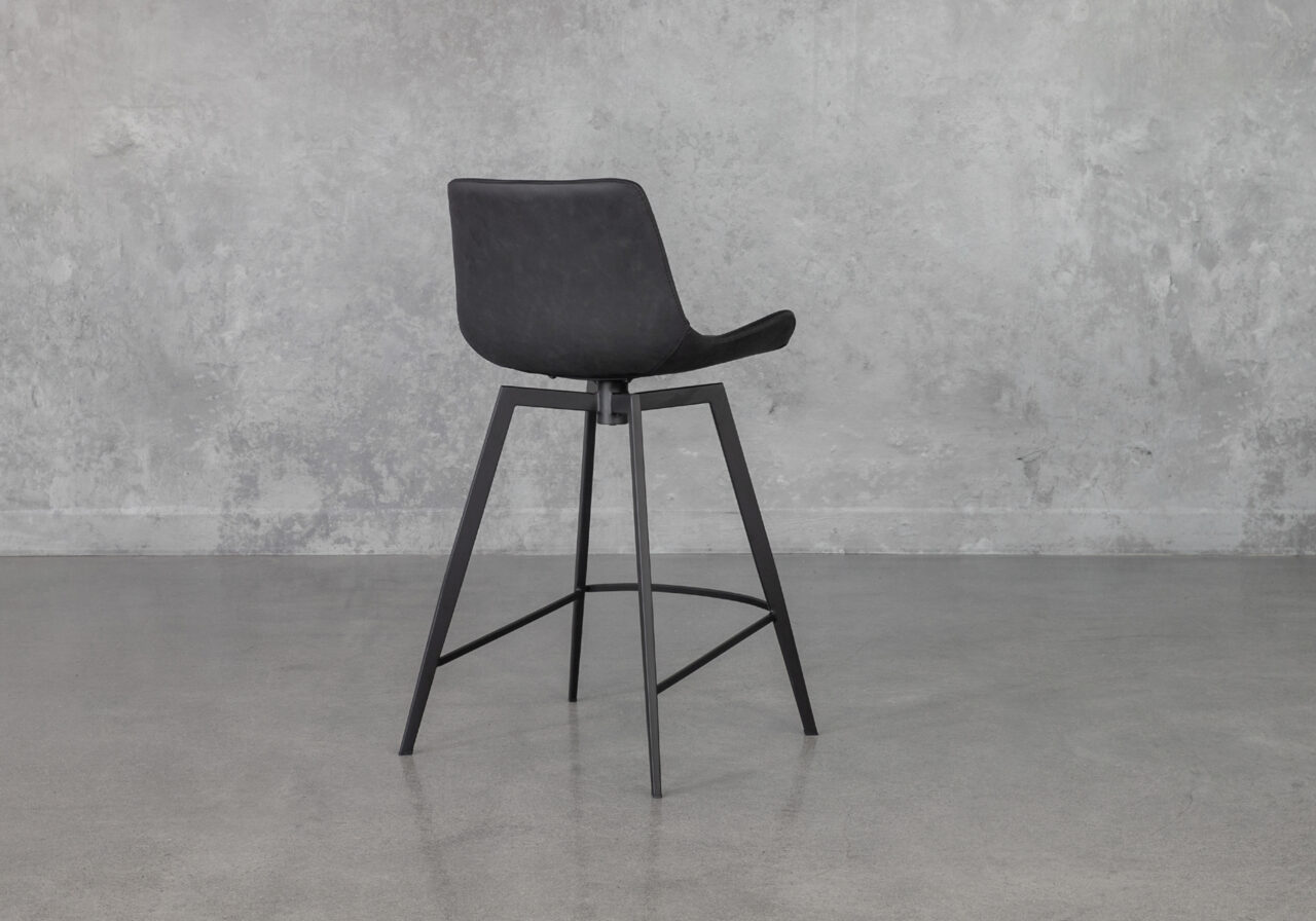 Hype Raven Black Swivel Counter Stool - Back