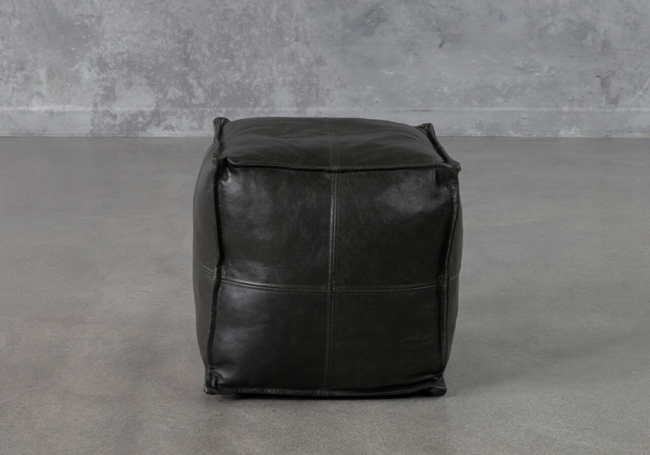 Pouf_Mishra - Black Leather - Front