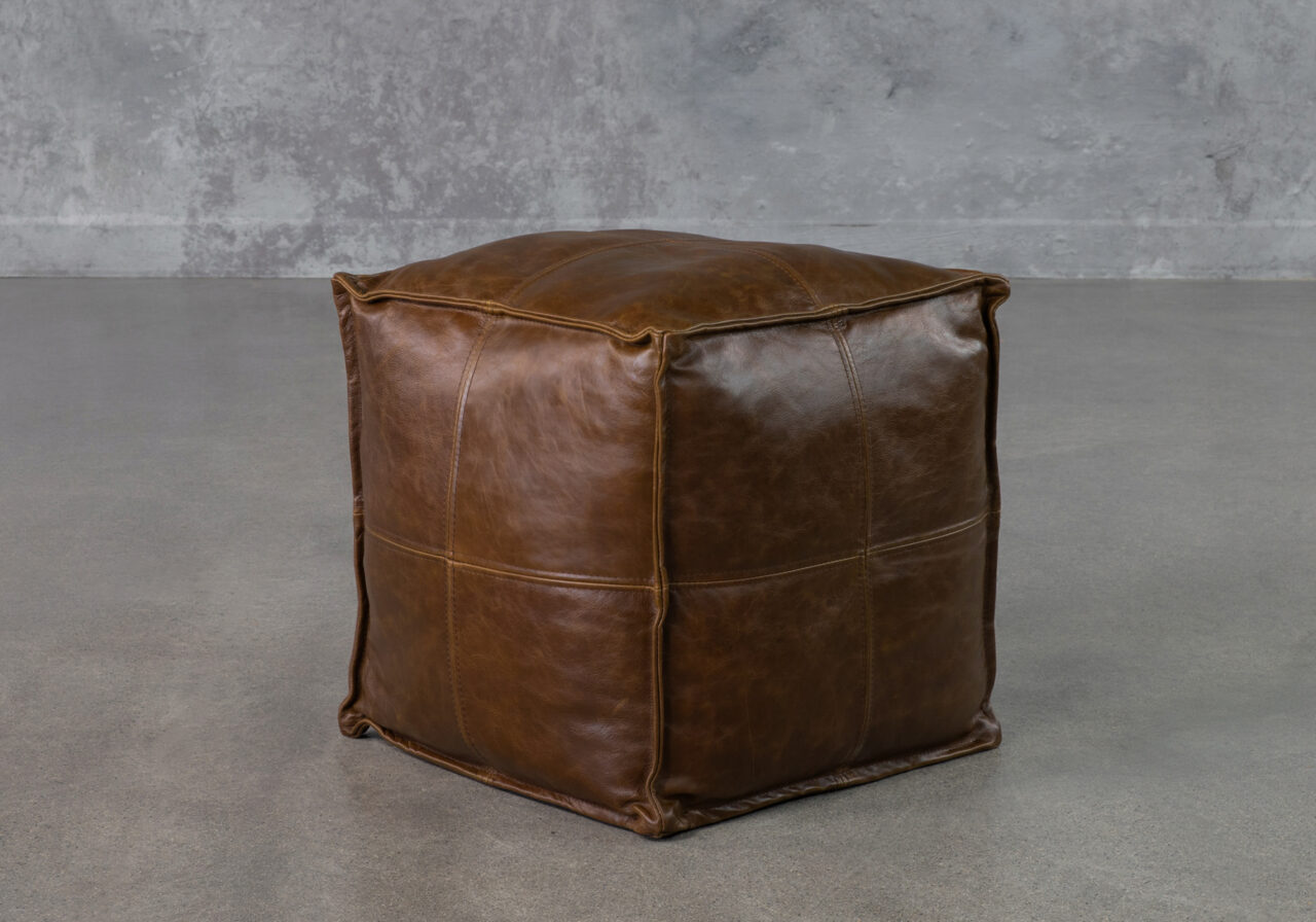 Pouf_Mishra - Brown Leather - Angle