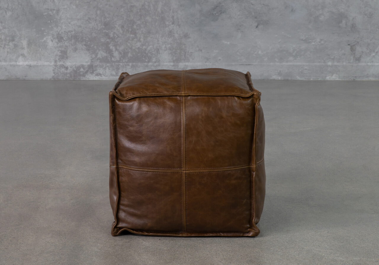 Pouf_Mishra - Brown Leather - Front