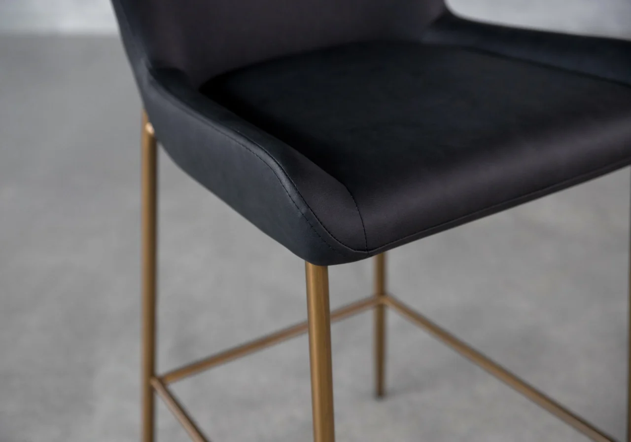 Glam Black Vinyl Counter Stool - Seat