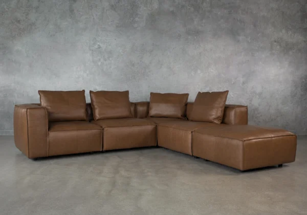 Shauna York Chestnut Leather Sectional - Angle