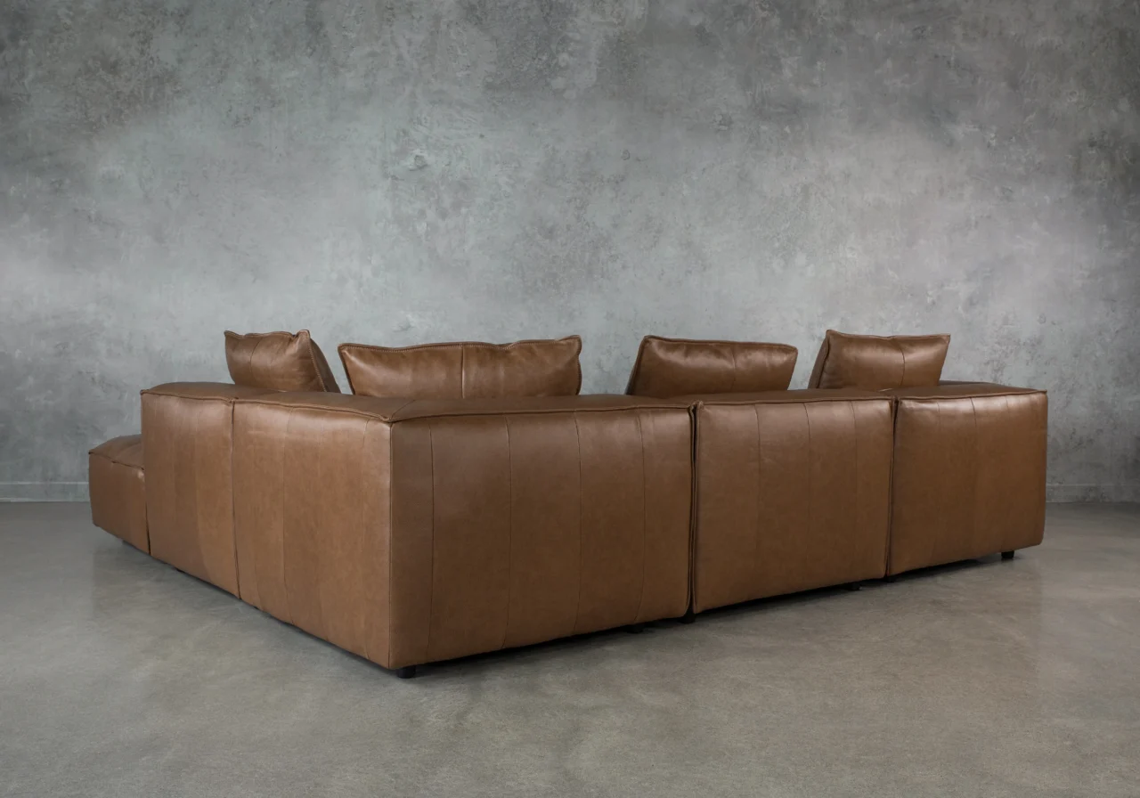 Shauna York Chestnut Leather Sectional - Back