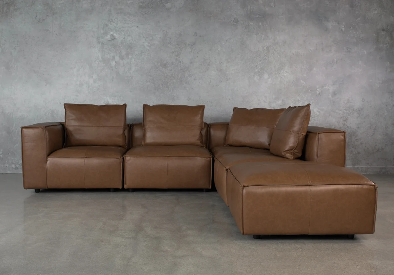 Shauna York Chestnut Leather Sectional - Front