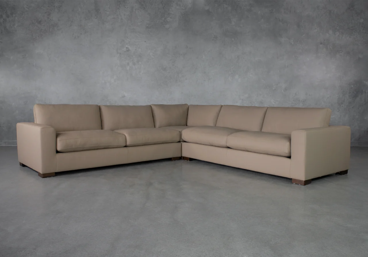 Lucca Blanka Taupe Leather Sectional - Angle