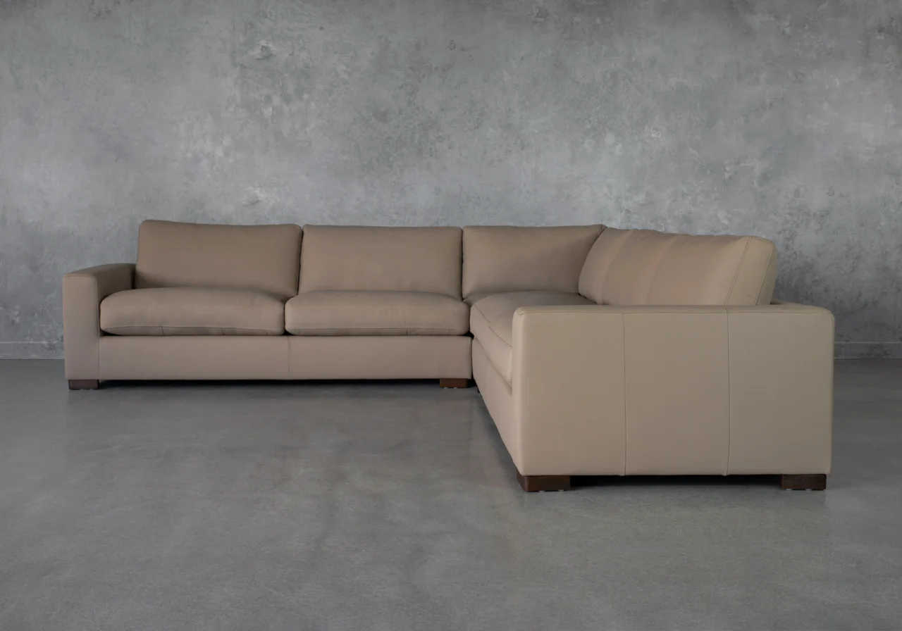 Lucca Blanka Taupe Leather Sectional - Front