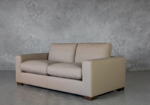 Lucca Taupe Leather Loveseat - Angle