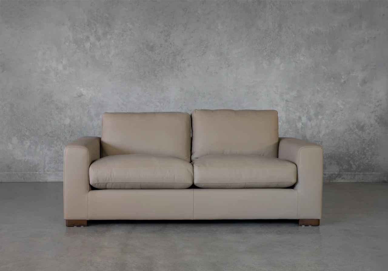 Lucca Taupe Leather Loveseat - Front