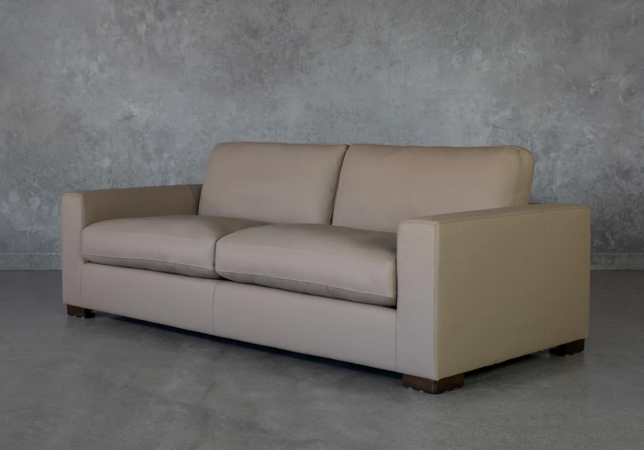 Lucca Taupe Leather Sofa - Angle