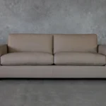 Lucca Taupe Leather Sofa - Front