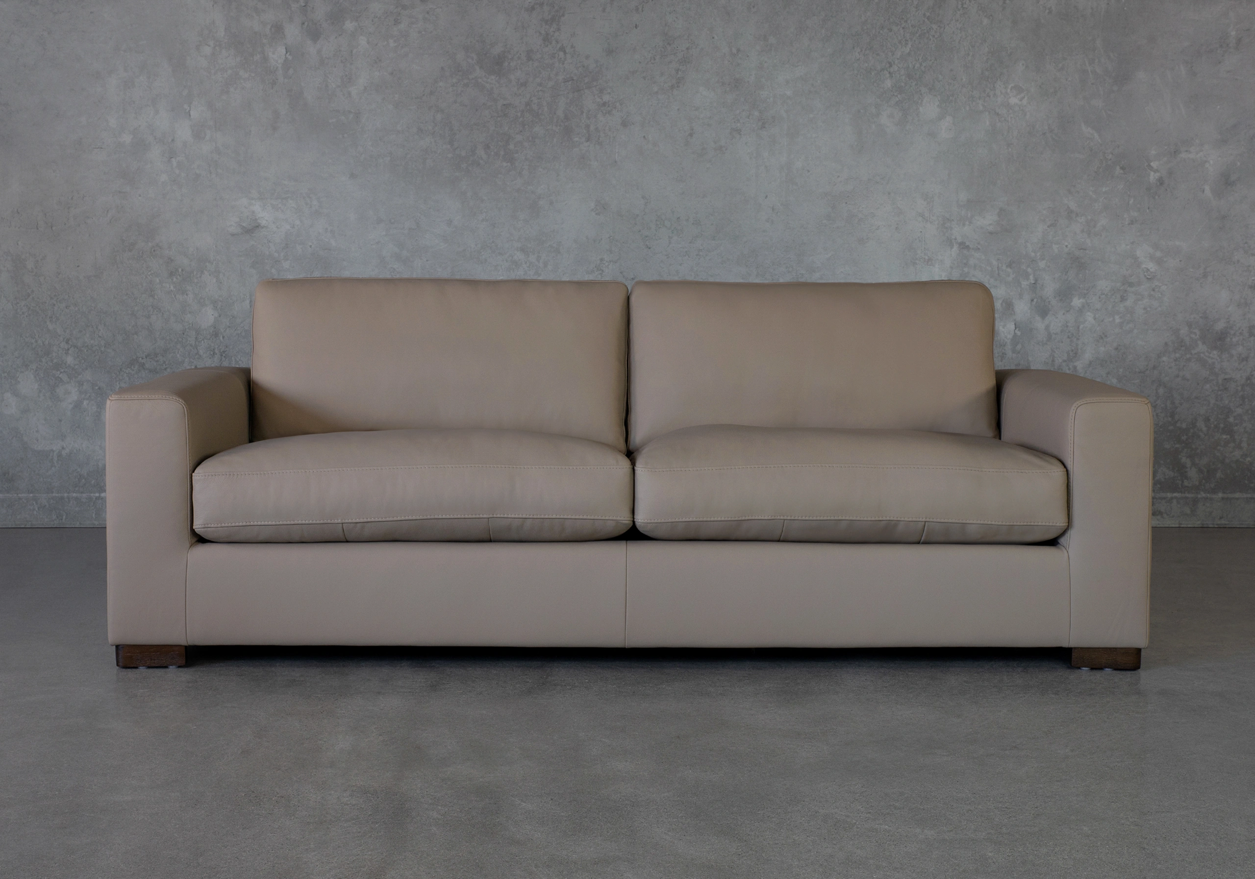 Lucca Taupe Leather Sofa - Front