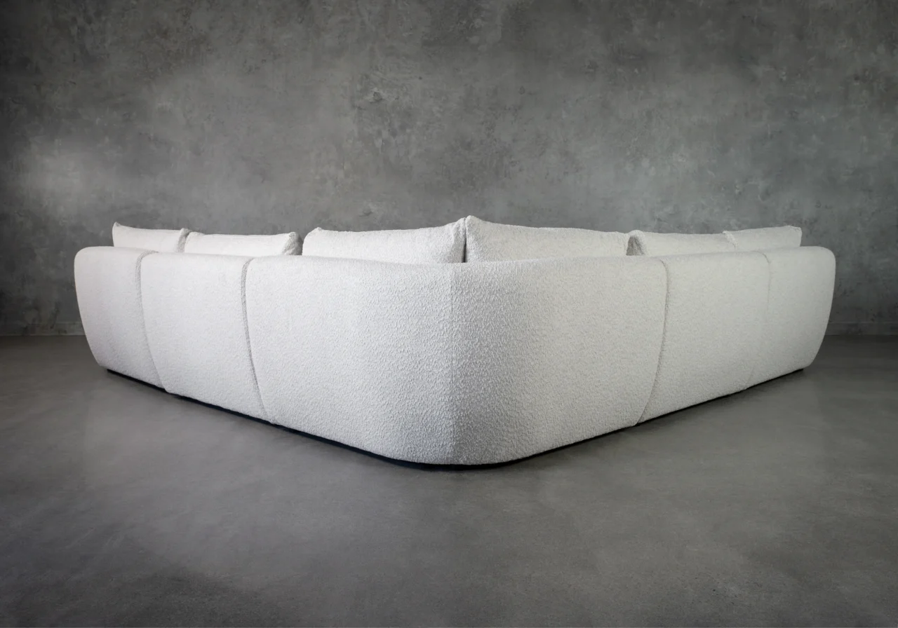 Pierre Snow Fabric Sectional Sofa - Back