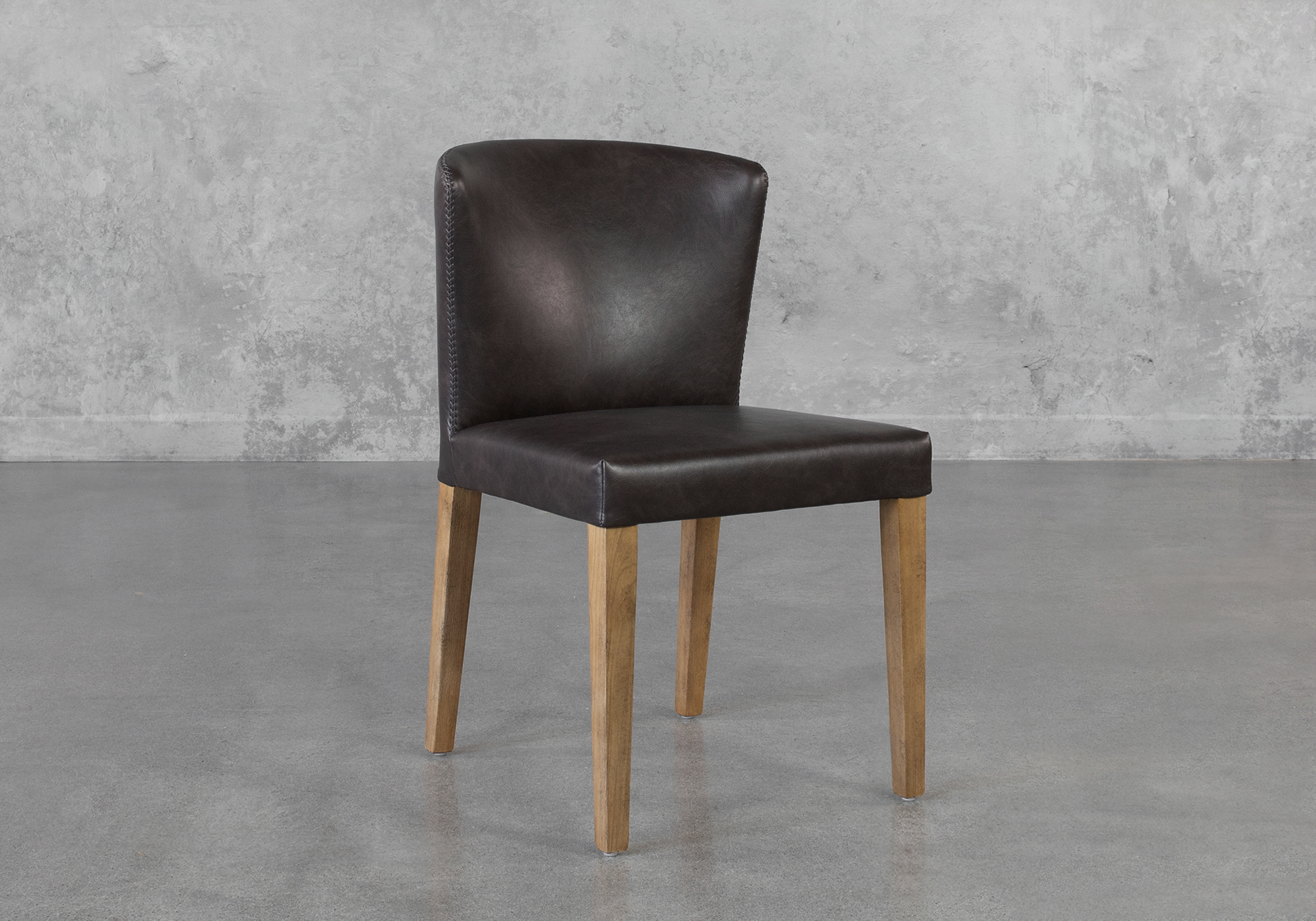 Fable Black Leather Dining Chair - Angle