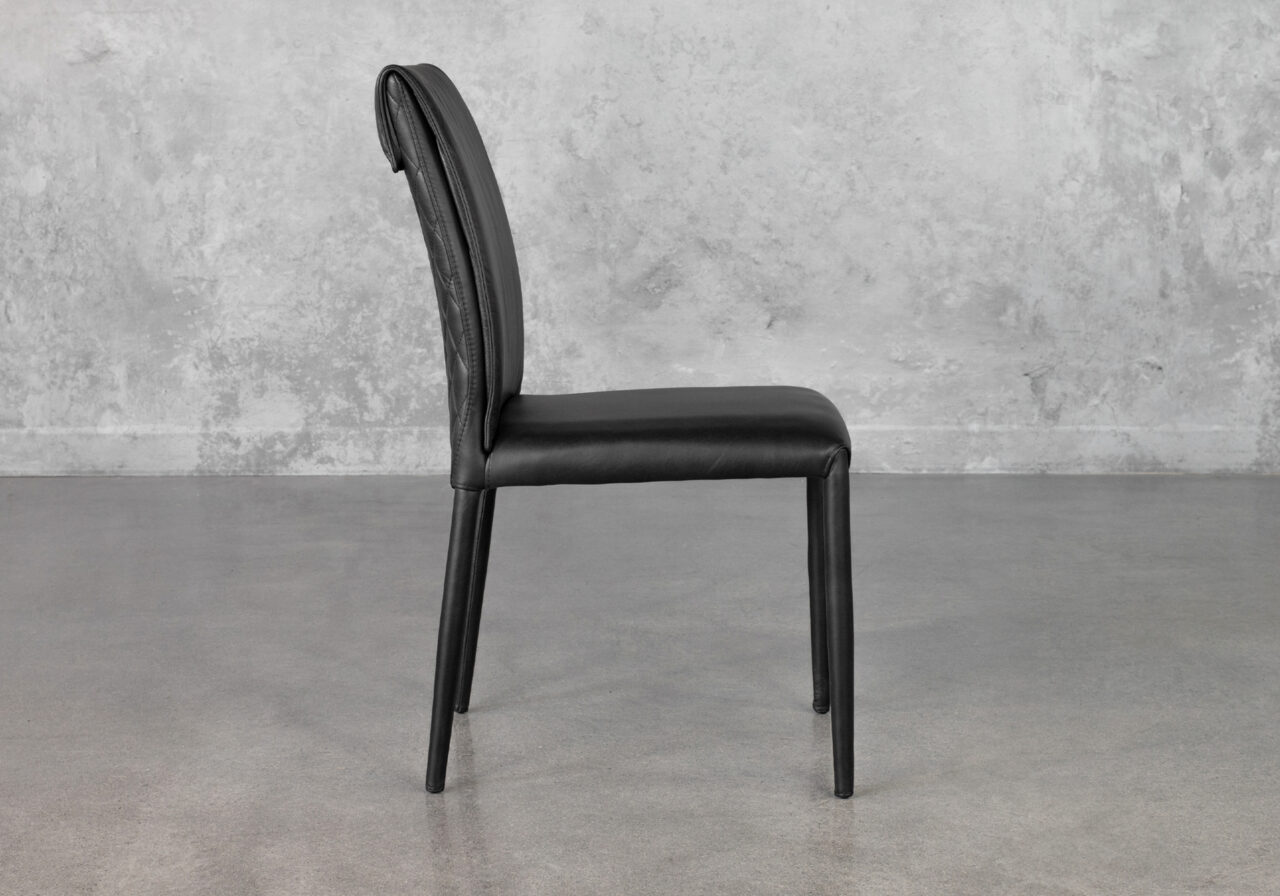 Agent Black 660 Leather Dining Chair - Side