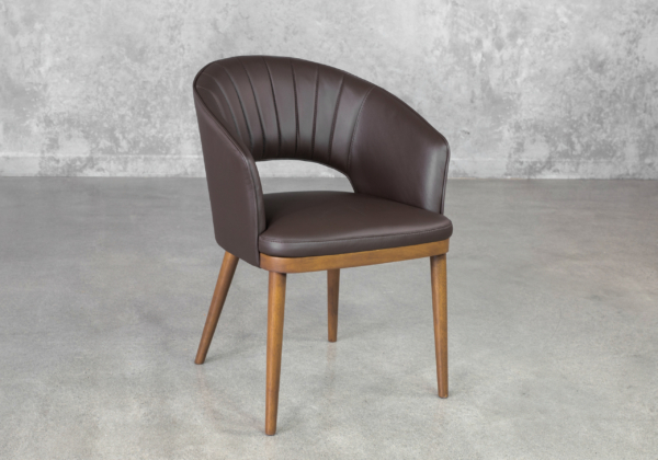 Flora Dark Brown Leather Dining Chair