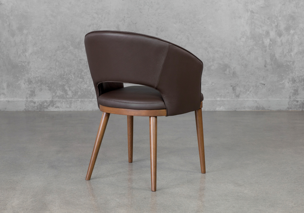 Flora Dark Brown Leather Dining Chair - Back