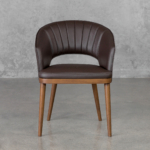 Flora Dark Brown Leather Dining Chair - Front