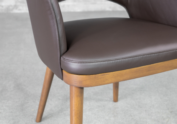 Flora Dark Brown Leather Dining Chair - Seat