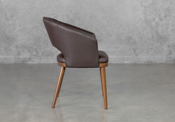 Flora Dark Brown Leather Dining Chair - Side