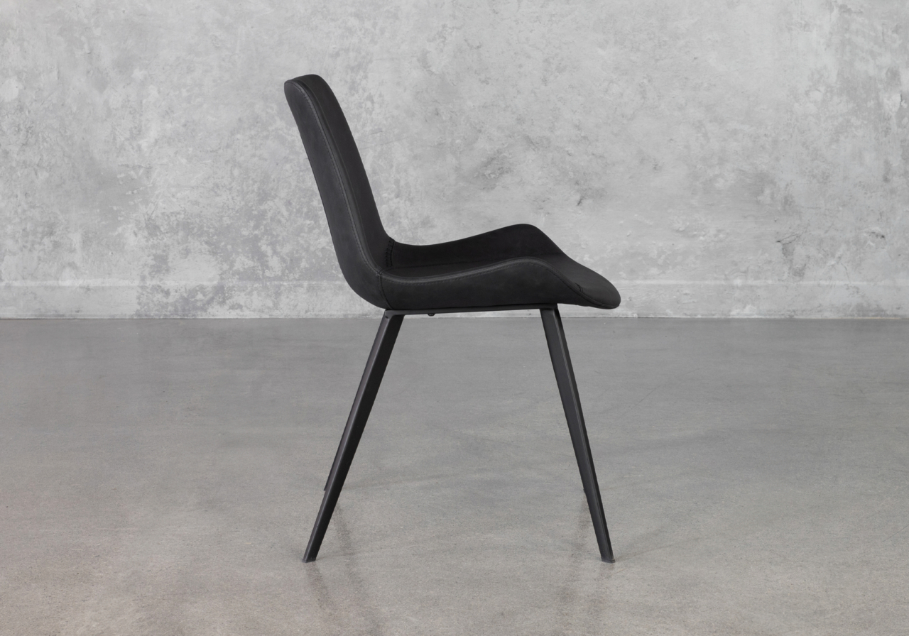 Hype Raven Black Vinyl Dining Chair - Side