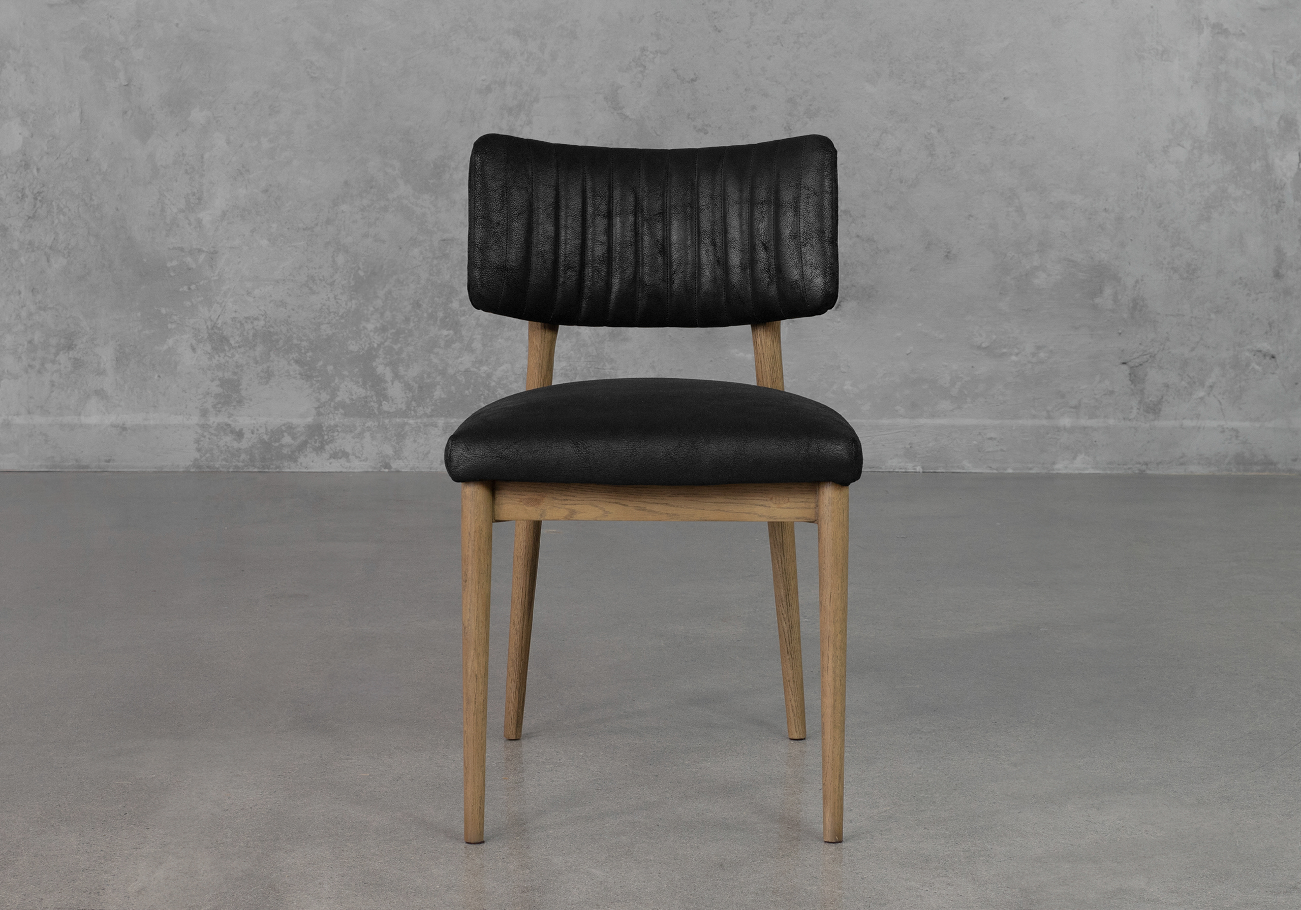 Miston Black P384 Leather Dining Chair - Front